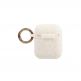Guess Airpods Silicone Glitter Case - силиконов калъф с карабинер за Apple Airpods и Apple Airpods 2 (бял) 1