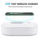 Mobile Phone Wireless Charging UV Sterilizing Box - поставка за безжично зареждане и UV стерилизатор за мобилни устройства (бял)  2