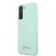 Guess Silicone Script Metal Logo Silicone Case - дизайнерски силиконов кейс за Samsung Galaxy S21 (син) 1