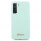 Guess Silicone Script Metal Logo Silicone Case - дизайнерски силиконов кейс за Samsung Galaxy S21 (син) 2