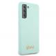Guess Silicone Script Metal Logo Silicone Case - дизайнерски силиконов кейс за Samsung Galaxy S21 (син) 3