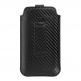 Vennus Carbon Pouch Size 14 - вертикален кожен калъф, тип джоб с лента за издърпване за iPhone 11, iPhone XS, iPhone X, Huawei P40, Galaxy A41, Galaxy S20 и други (черен) 2