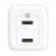 Baseus GaN 2 Lite Charger 65W (CCGAN2L-E02) - захранване за ел. мрежа за лаптопи, смартфони и таблети с 2xUSB-C изхода и с технология за бързо зареждане (бял) 1