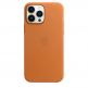 Apple iPhone Leather Case with MagSafe - оригинален кожен кейс (естествена кожа) за iPhone 13 Pro Max (оранжев) 2
