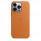 Apple iPhone Leather Case with MagSafe - оригинален кожен кейс (естествена кожа) за iPhone 13 Pro (оранжев) 3