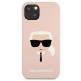 Karl Lagerfeld Head Silicone Case - дизайнерски силиконов кейс за iPhone 13 mini (розов) 2