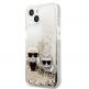 Karl Lagerfeld Liquid Glitter Karl & Choupette Case - дизайнерски кейс с висока защита за iPhone 13 (прозрачен) 1