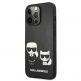 Karl Lagerfeld Karl & Choupette Ikonik Leather Case - дизайнерски кожен кейс за iPhone 13 Pro (черен)  1