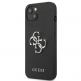 Guess Saffiano 4G Metal Logo Leather Hard Case - дизайнерски кожен кейс за iPhone 13 (черен) 2