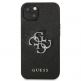 Guess Saffiano 4G Metal Logo Leather Hard Case - дизайнерски кожен кейс за iPhone 13 (черен) 3