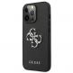 Guess Saffiano 4G Metal Logo Leather Hard Case - дизайнерски кожен кейс за iPhone 13 Pro (черен) 2