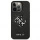Guess Saffiano 4G Metal Logo Leather Hard Case - дизайнерски кожен кейс за iPhone 13 Pro (черен) 3
