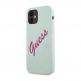 Guess Vintage Fuschia Script Silicone Case - силиконов (TPU) калъф за iPhone 12 mini (светлосин) 1