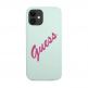 Guess Vintage Fuschia Script Silicone Case - силиконов (TPU) калъф за iPhone 12 mini (светлосин) 2