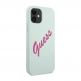 Guess Vintage Fuschia Script Silicone Case - силиконов (TPU) калъф за iPhone 12 mini (светлосин) 3
