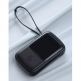 Baseus Qpow Digital Display Power bank with Lightning cable 15W 10000mAh (PPQD-B02) - външна батерия 10000 mAh с вграден Lightning кабел и USB-C, USB-A и Lightning портове (бял) 16