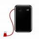 Baseus Mini S Digital Display Power Bank 15W Wireless Charger 10000mAh (PPXF-A01) - външна батерия 10000 mAh с вграден USB-C кабел и USB-C, USB-A и Lightning портове (черен) 5