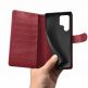 iCarer Haitang Leather Wallet Case - кожен (естествена кожа) калъф, тип портфейл за Samsung Galaxy S22 Ultra (червен) 2