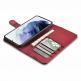 iCarer Haitang Leather Wallet Case - кожен (естествена кожа) калъф, тип портфейл за Samsung Galaxy S22 Ultra (червен) 4
