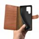 iCarer Haitang Leather Wallet Case - кожен (естествена кожа) калъф, тип портфейл за Samsung Galaxy S22 Ultra (кафяв) 3