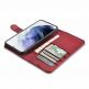 iCarer Haitang Leather Wallet Case - кожен (естествена кожа) калъф, тип портфейл за Samsung Galaxy S22 (червен) 3