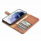 iCarer Haitang Leather Wallet Case - кожен (естествена кожа) калъф, тип портфейл за Samsung Galaxy S22 (кафяв) 1