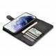 iCarer Haitang Leather Wallet Case - кожен (естествена кожа) калъф, тип портфейл за Samsung Galaxy S22 (черен) 5
