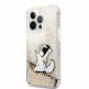 Karl Lagerfeld Liquid Glitter Choupette Fun Case - дизайнерски кейс с висока защита за iPhone 13 Pro (прозрачен-златист) 5