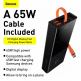 Baseus Power Bank Elf 65W 20000mAh (PPJL000001) - външна батерия 210000 mAh с вграден USB-C кабел и USB-C, 2xUSB-A портове (черен) 15
