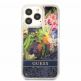 Guess Liquid Glitter Flower Case - дизайнерски кейс с висока защита за iPhone 13 Pro (син) 1