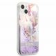 Guess Liquid Glitter Flower Case - дизайнерски кейс с висока защита за iPhone 13 (лилав) 2