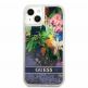 Guess Liquid Glitter Flower Case - дизайнерски кейс с висока защита за iPhone 13 mini (син) 1