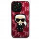 Karl Lagerfeld Monogram Ikonik Case - дизайнерски кожен кейс за iPhone 13 Pro Max (червен) 1