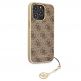 Guess 4G Charms Collection Hard Case - дизайнерски кожен кейс за iPhone 13 Pro (кафяв) 4