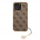 Guess 4G Charms Collection Hard Case - дизайнерски кожен кейс за iPhone 13 Pro (кафяв) 5