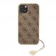 Guess 4G Charms Collection Hard Case - дизайнерски кожен кейс за iPhone 13 (кафяв) 1