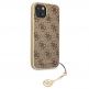 Guess 4G Charms Collection Hard Case - дизайнерски кожен кейс за iPhone 13 (кафяв) 2