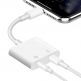 Platinet Lightning to Lightning & 3.5mm Aux Adapter - Lightning адаптер към 3.5 аудио изход и Lightning изход (6.5см) (бял) 1