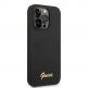Guess Liquid Silicone Metal Logo Case - силиконов (TPU) калъф за iPhone 14 Pro (черен)  3