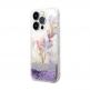 Guess Liquid Glitter Flower Case - дизайнерски кейс с висока защита за iPhone 14 Pro Max (лилав) 1