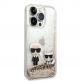 Karl Lagerfeld Liquid Glitter Karl and Choupette Case - дизайнерски кейс с висока защита за iPhone 14 Pro (прозрачен-златист) 2