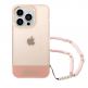 Guess Camera Outline Case with Strap - дизайнерски кейс с висока защита и с връзка за iPhone 14 Pro Max (розов) 1