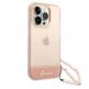 Guess Camera Outline Case with Strap - дизайнерски кейс с висока защита и с връзка за iPhone 14 Pro Max (розов) 2