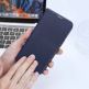 Dux Ducis Skin X2 Case - кожен калъф с поставка и отделение за кр. карти за iPhone 14 Pro Max (син) 8
