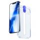 Joyroom Knight Full Screen with mounting kit (JR-H10) - комплект уред за поставяне и стъклено защитно покритие на iPhone 14 Pro (черен-прозрачен) 1