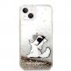Karl Lagerfeld Liquid Glitter Choupette Eat Case - дизайнерски кейс с висока защита за iPhone 14 (прозрачен-златист) 1