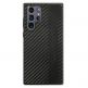 AMG Carbon Effect Leather Case - дизайнерски кожен кейс с висока защита за Samsung Galaxy S22 Ultra (черен) 6