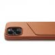 Mujjo Leather Wallet Case - премиум кожен кейс с джоб за кредитна карта за iPhone 14 Pro (кафяв) 2