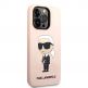 Karl Lagerfeld Liquid Silicone Ikonik NFT Case - дизайнерски силиконов кейс за iPhone 14 Pro (розов) 2