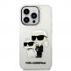 Karl Lagerfeld IML Glitter Karl and Choupette NFT Case - дизайнерски силиконов кейс за iPhone 14 Pro (прозрачен) 1